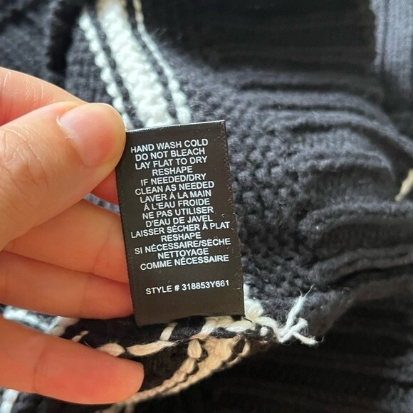 La Vie Rebecca Taylor Puff Sleeve Stripe Sweater in Black and White L NWOT - Picture 9 of 12